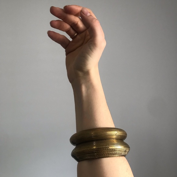 2pc Vintage Brass Bangles Bracelet - Picture 3 of 12
